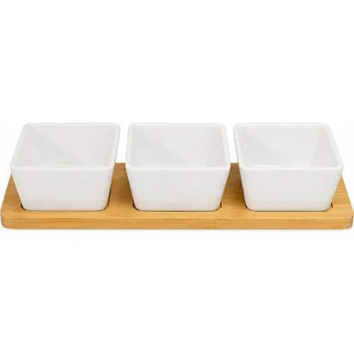 Juego Ichimatsu De Bolos Cuadrados Por 3 Piezas Con Base De Madera Color Blanco color blanco | Platanitos