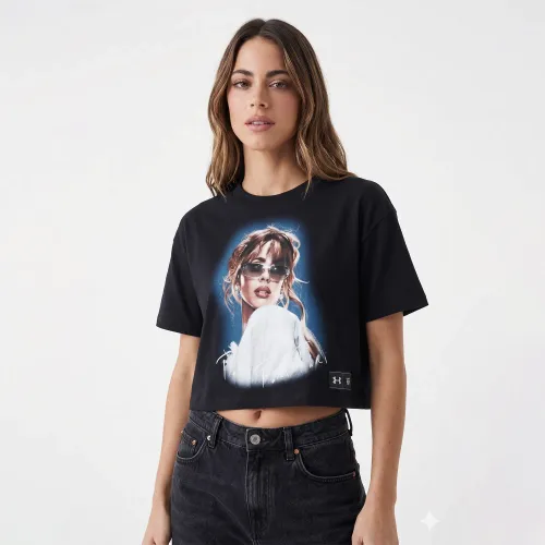 Hombre Mujer Under Armour Negro Polo Unisex W Live Crop Ss Tini Futttura