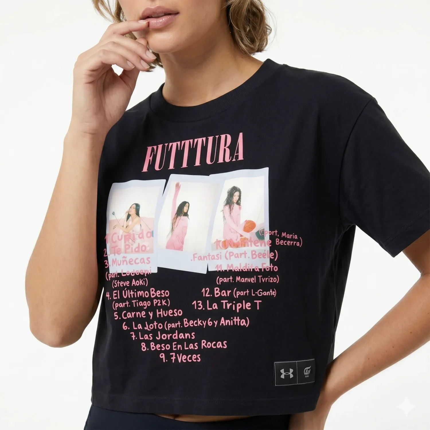 Polo Under Armour Tini Mujer Live Crop Ss  Cupido color negro | Platanitos