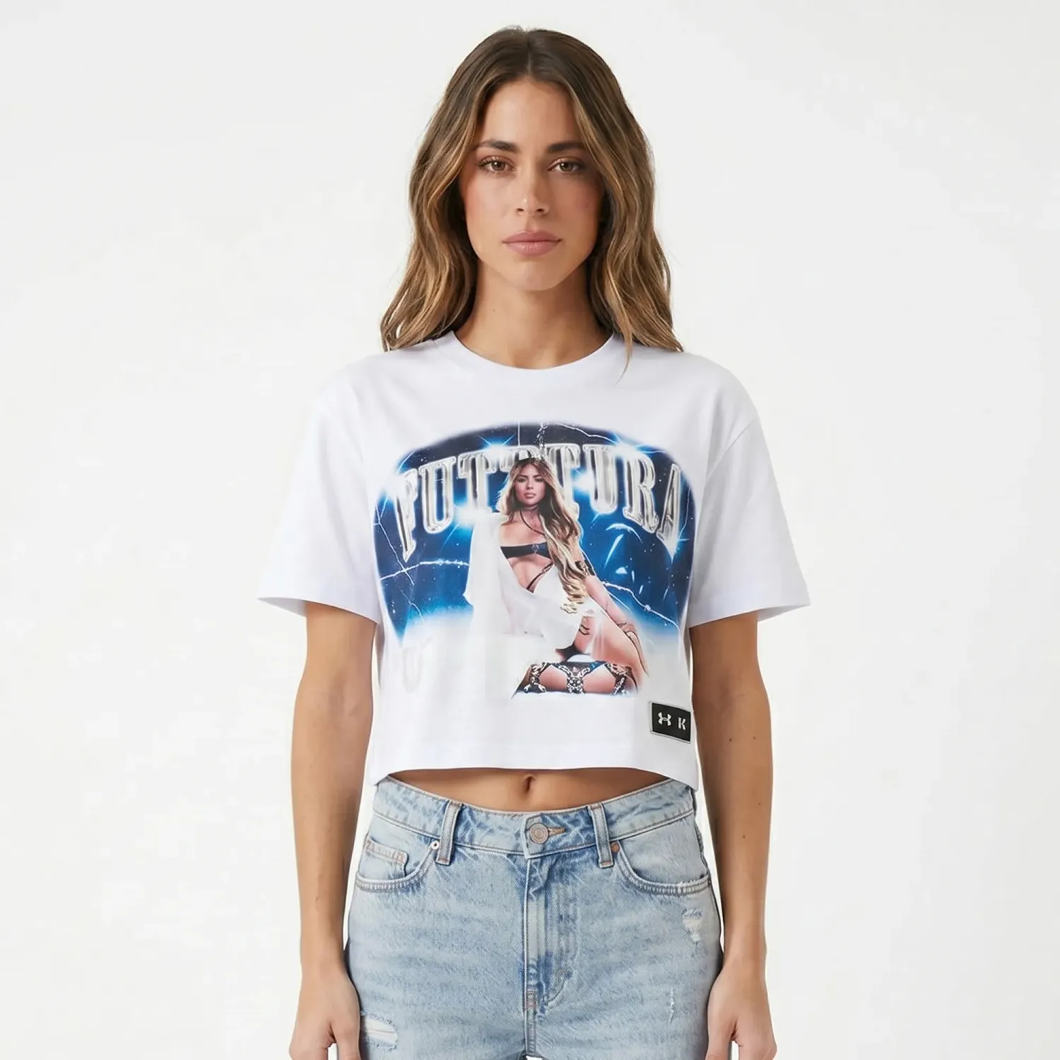Under Armour Polo Under Armour Tini Mujer Live Crop Ss Futttura color blanco | Platanitos