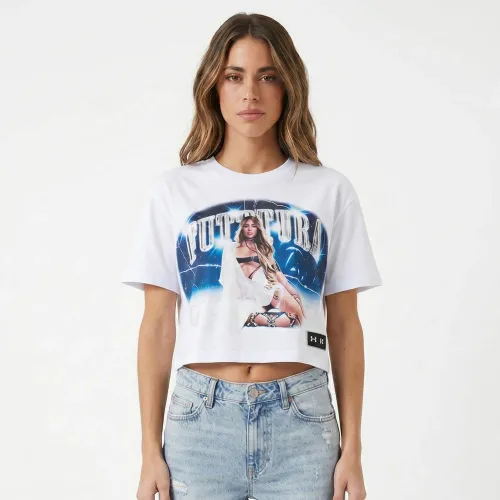 Polo Under Armour Unisex W Live Crop Ss Tini Futttura color blanco | Platanitos