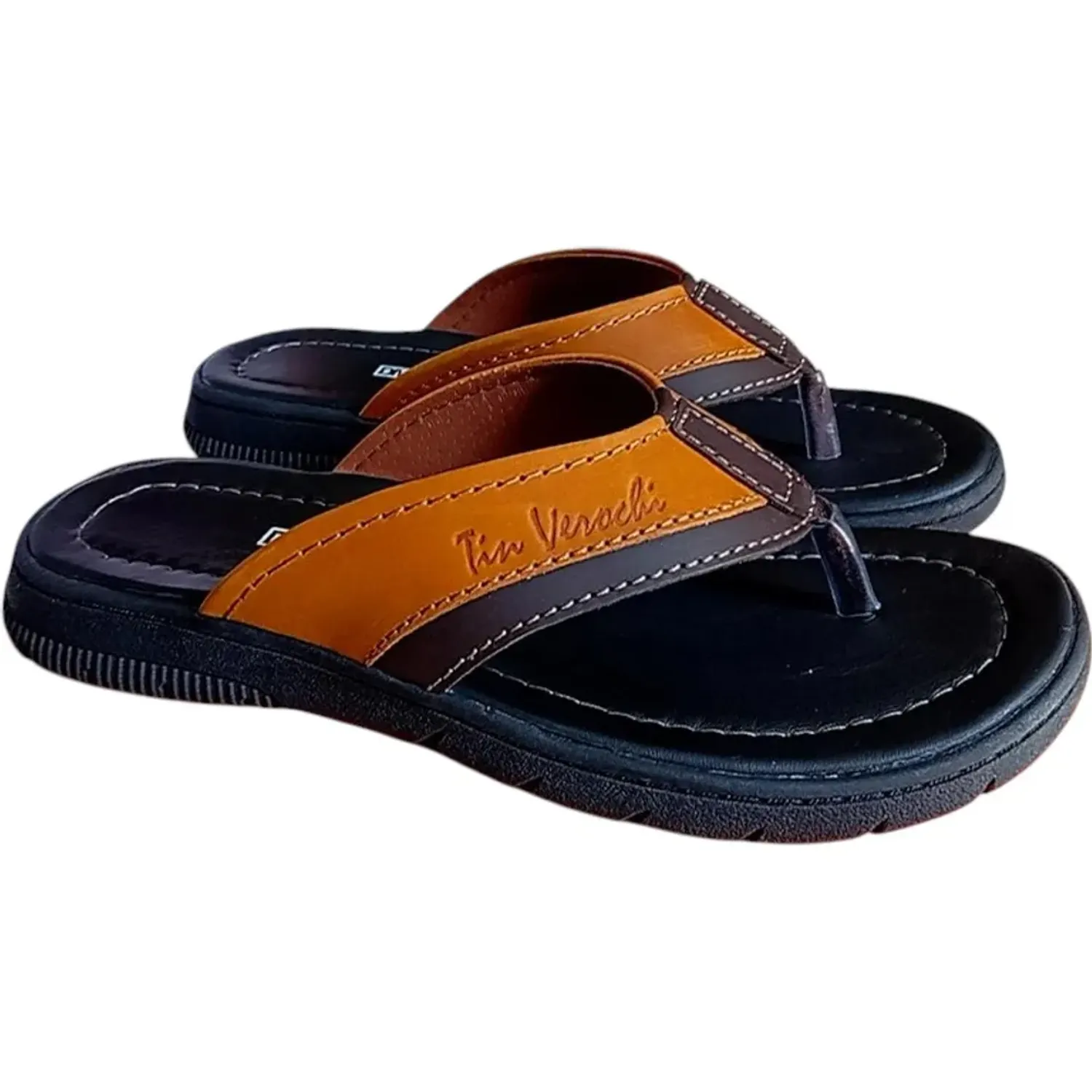 Sandalia Time Verochy  Cuero Hombre  Tv30 color negro | Platanitos