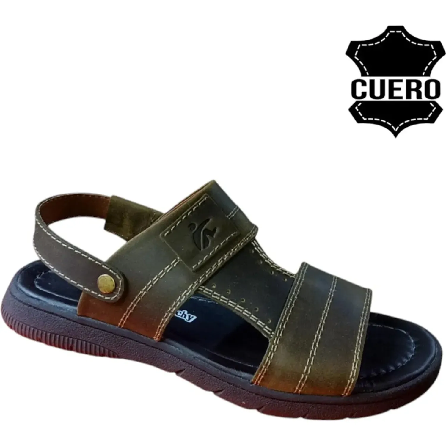 TIME VEROCHY Sandalia Time Verochy Cuero Hombre Tv31 color olivo | Platanitos