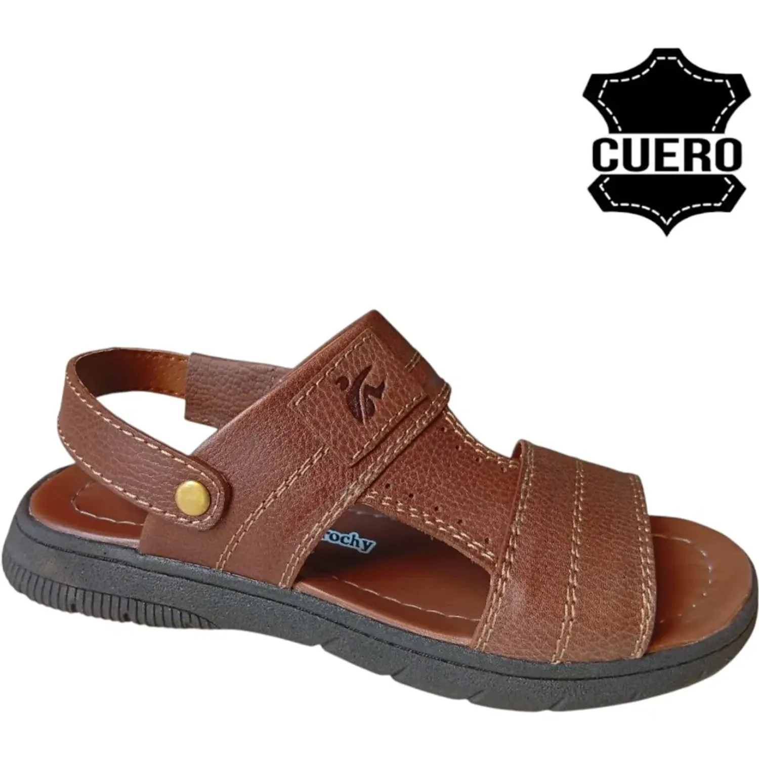 Sandalia Time Verochy  Cuero Hombre  Tv31 color castaño | Platanitos