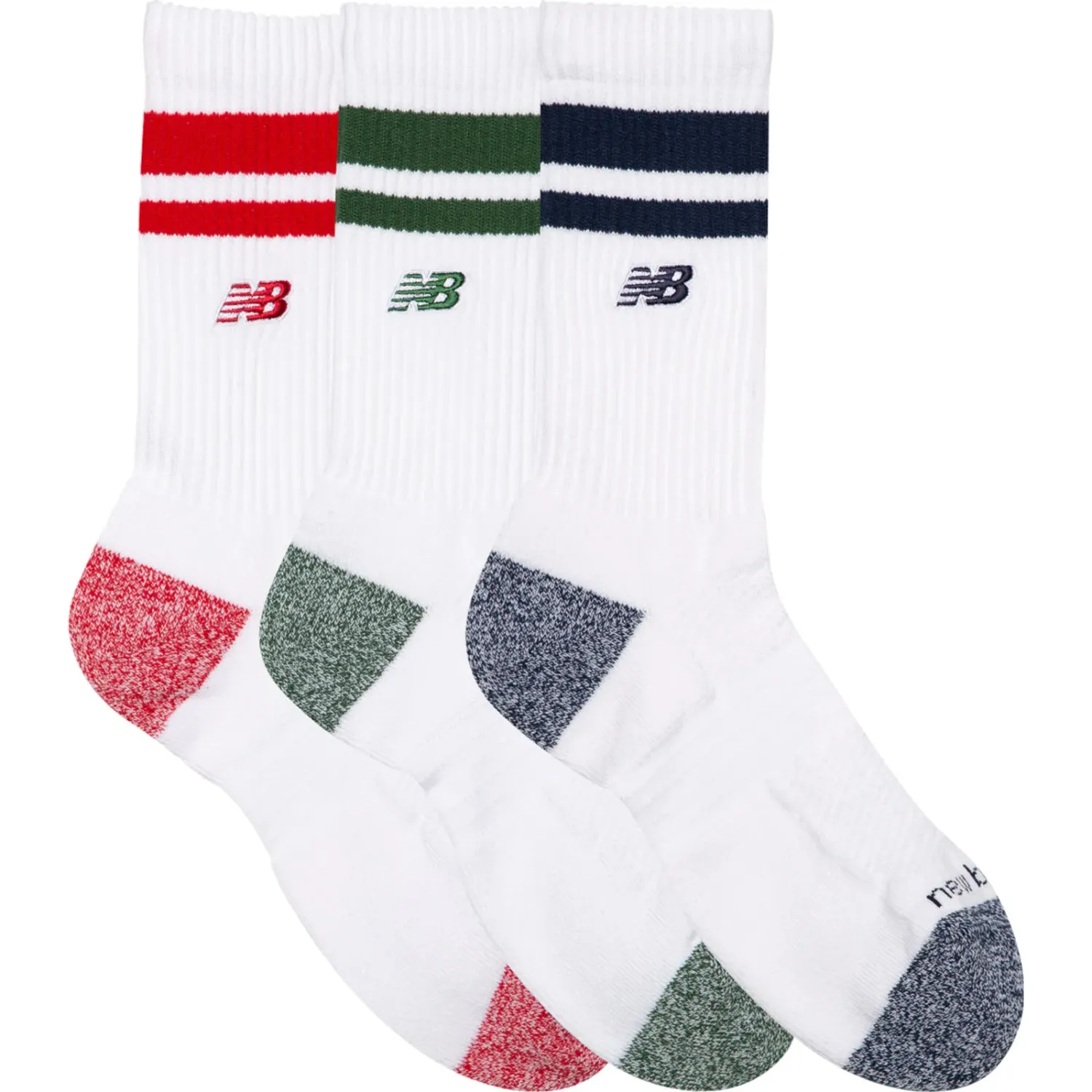 Medias New Balance Deportiva Unisex Active Lifestyle Striped Crew Socks 3 Pack color varios | Platanitos