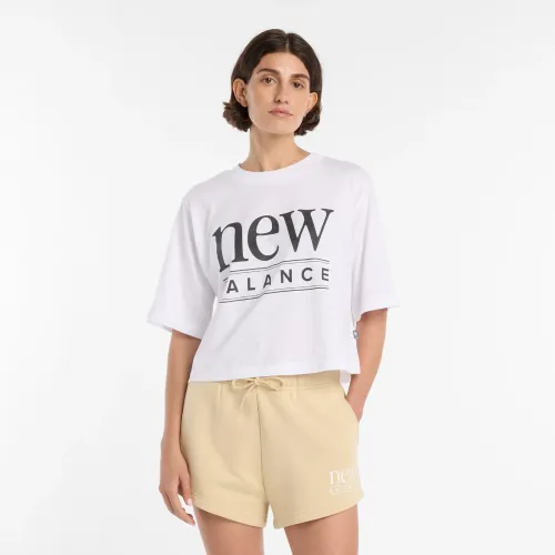 Polo New Balance Deportiva Mujer Reimagined Relaxed T-Shirt color blanco | Platanitos