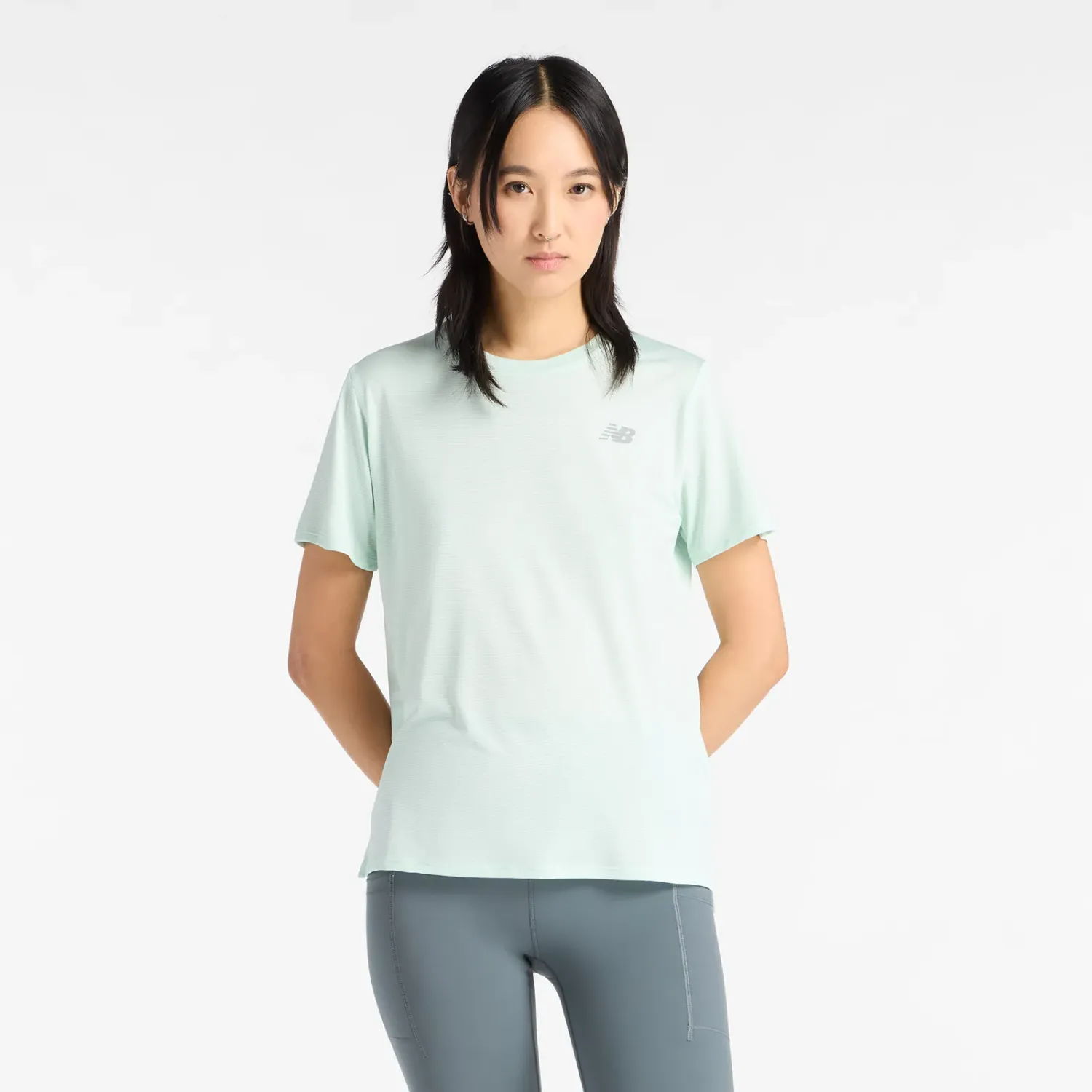 Polo New Balance Running Mujer Sport Essentials T-Shirt color menta | Platanitos