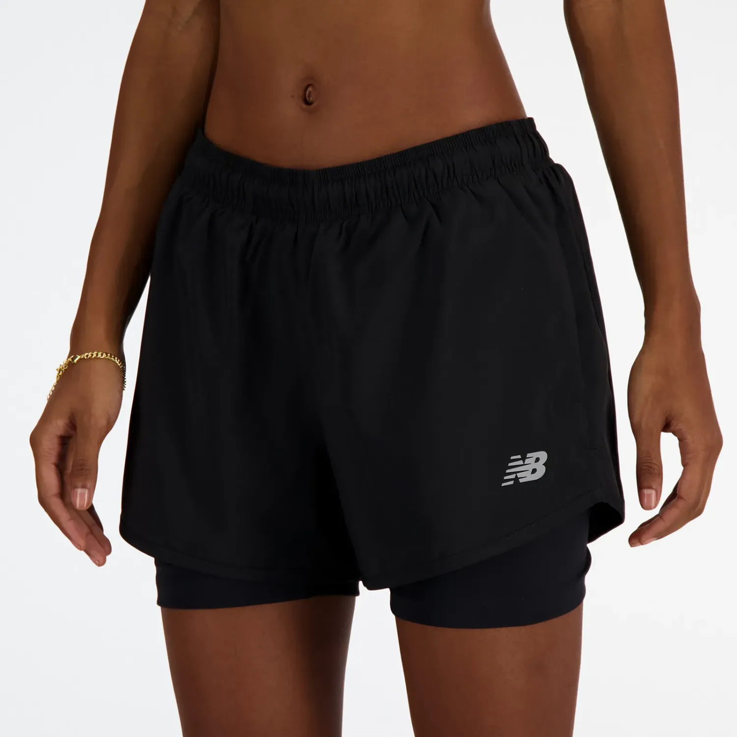 Short New Balance Running Mujer Sport Essentials 2-In-1 Short 3 color negro | Platanitos