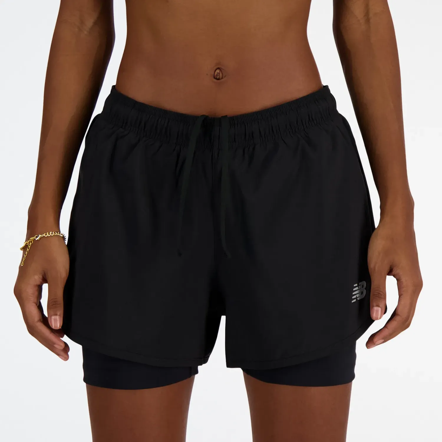 Short New Balance Running Mujer Sport Essentials 2-In-1 Short 3 color negro | Platanitos