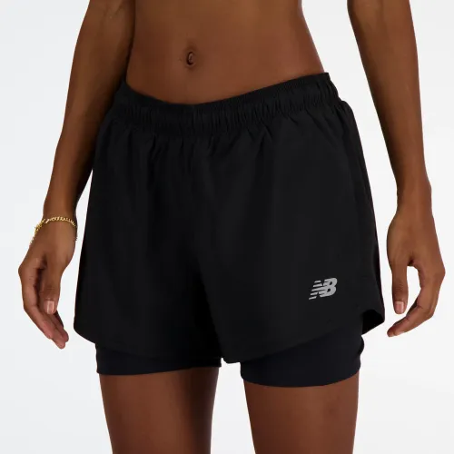 Short New Balance Running Mujer Sport Essentials 2-In-1 Short 3 color negro | Platanitos