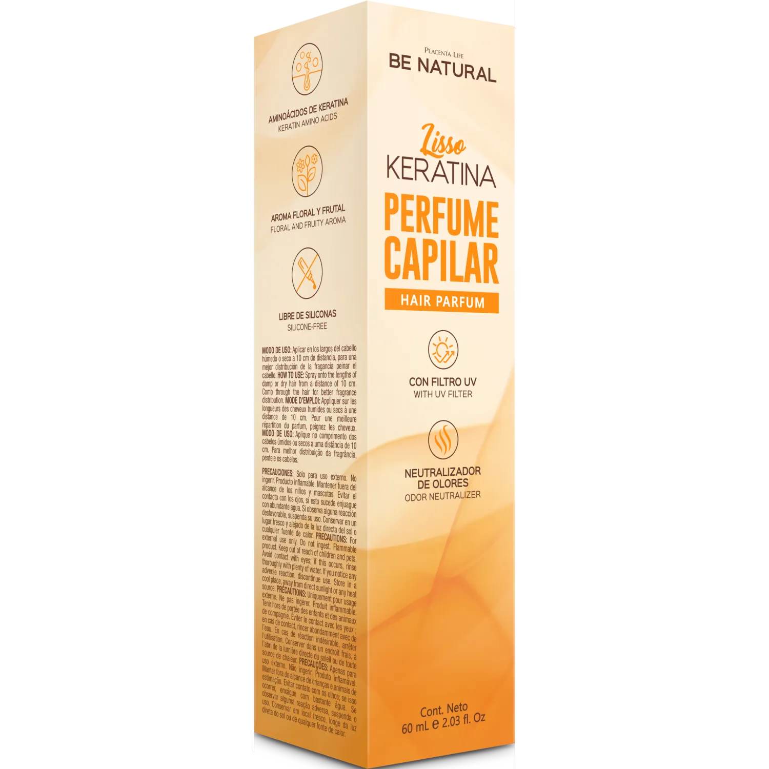 BE NATURAL Perfume Be Natural Capilar Lisso Keratina 60ml Be Natural color naranja | Platanitos