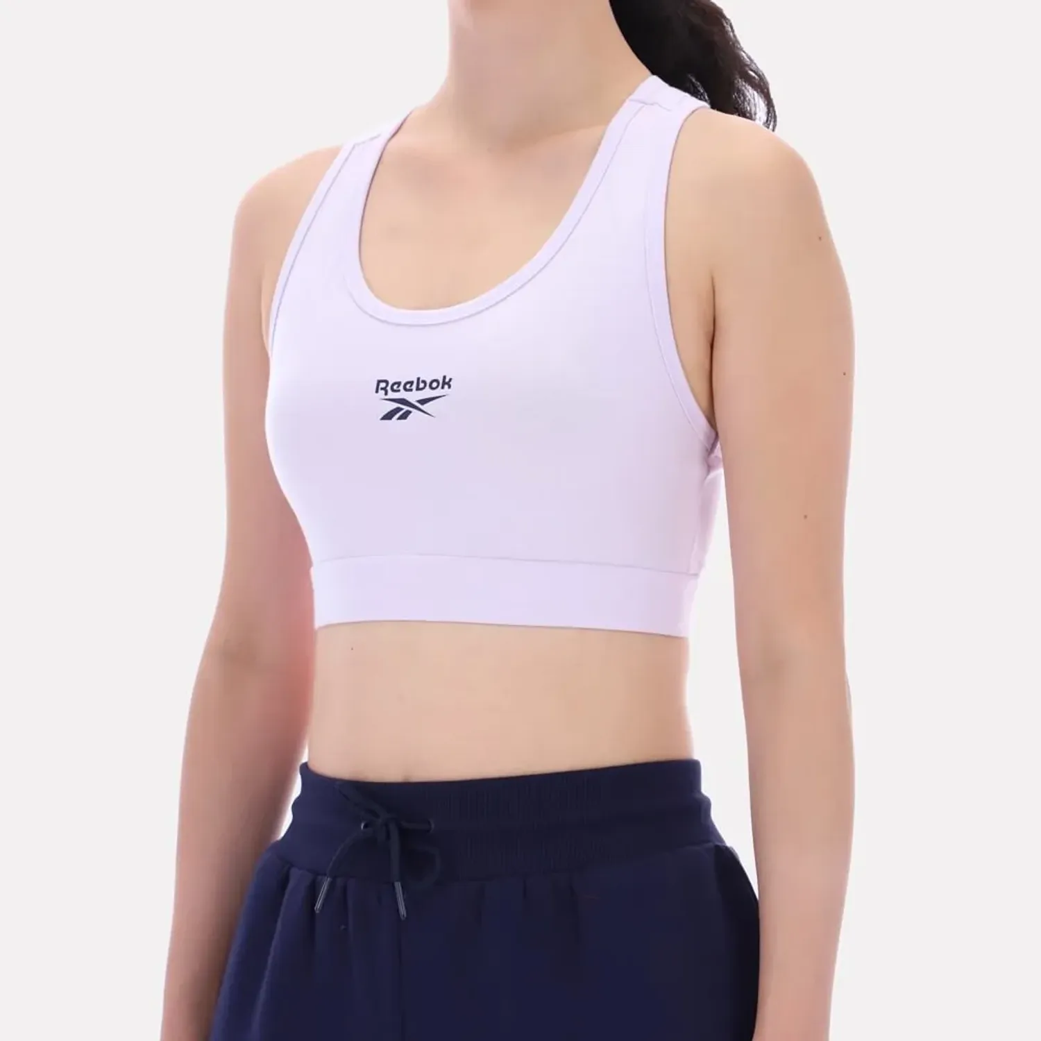 Top Reebok Deportiva Mujer Piper Scoop Neck Small Logo color morado | Platanitos