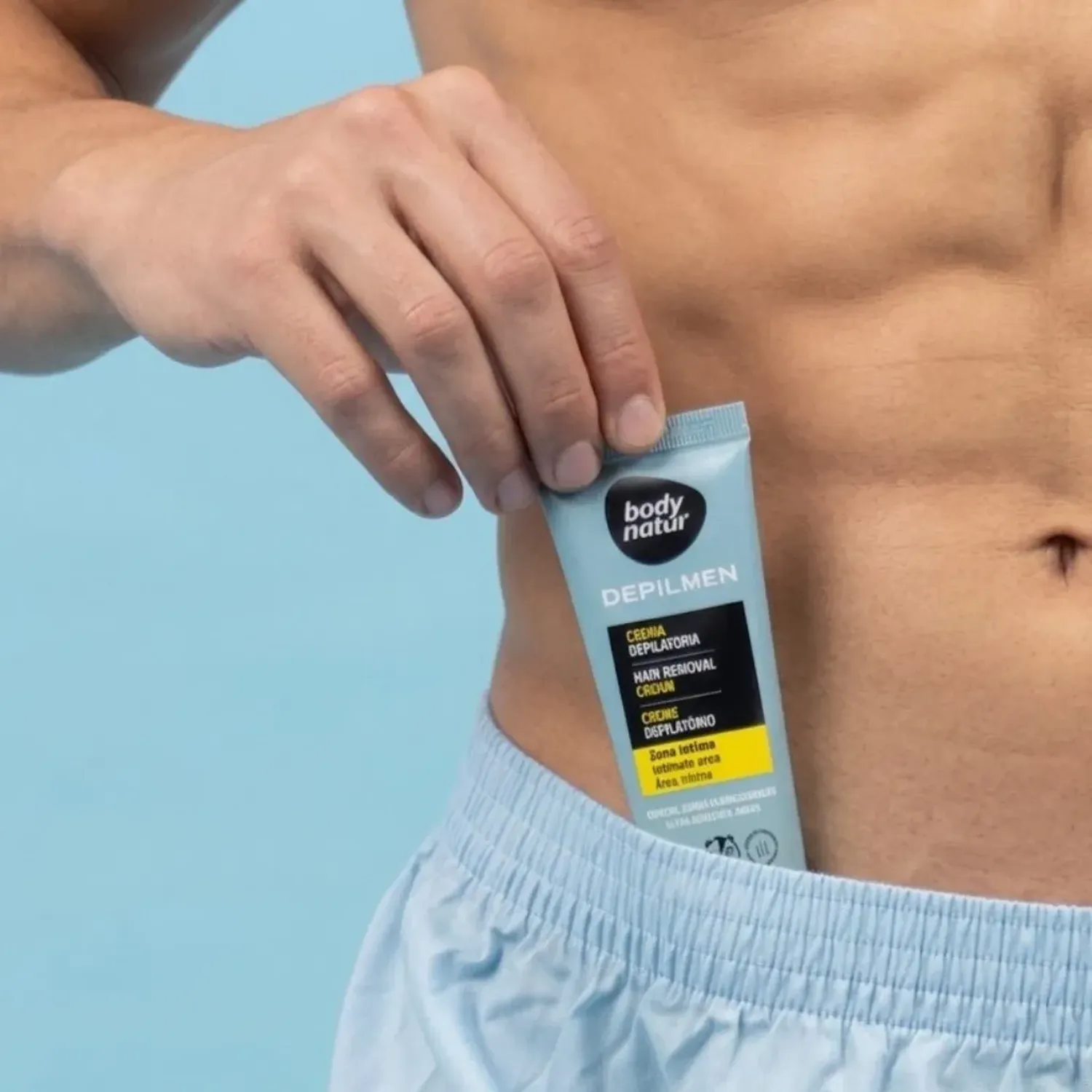 Depilmen Body Natur Crema Depilatoria Íntima Masculino color celeste / negro | Platanitos