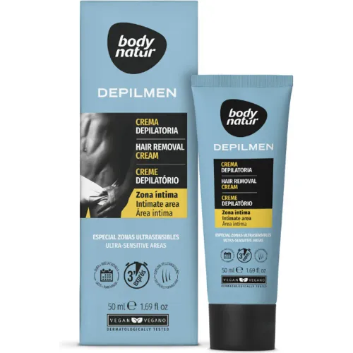 Depilmen Body Natur Crema Depilatoria Íntima Masculino color celeste | Platanitos