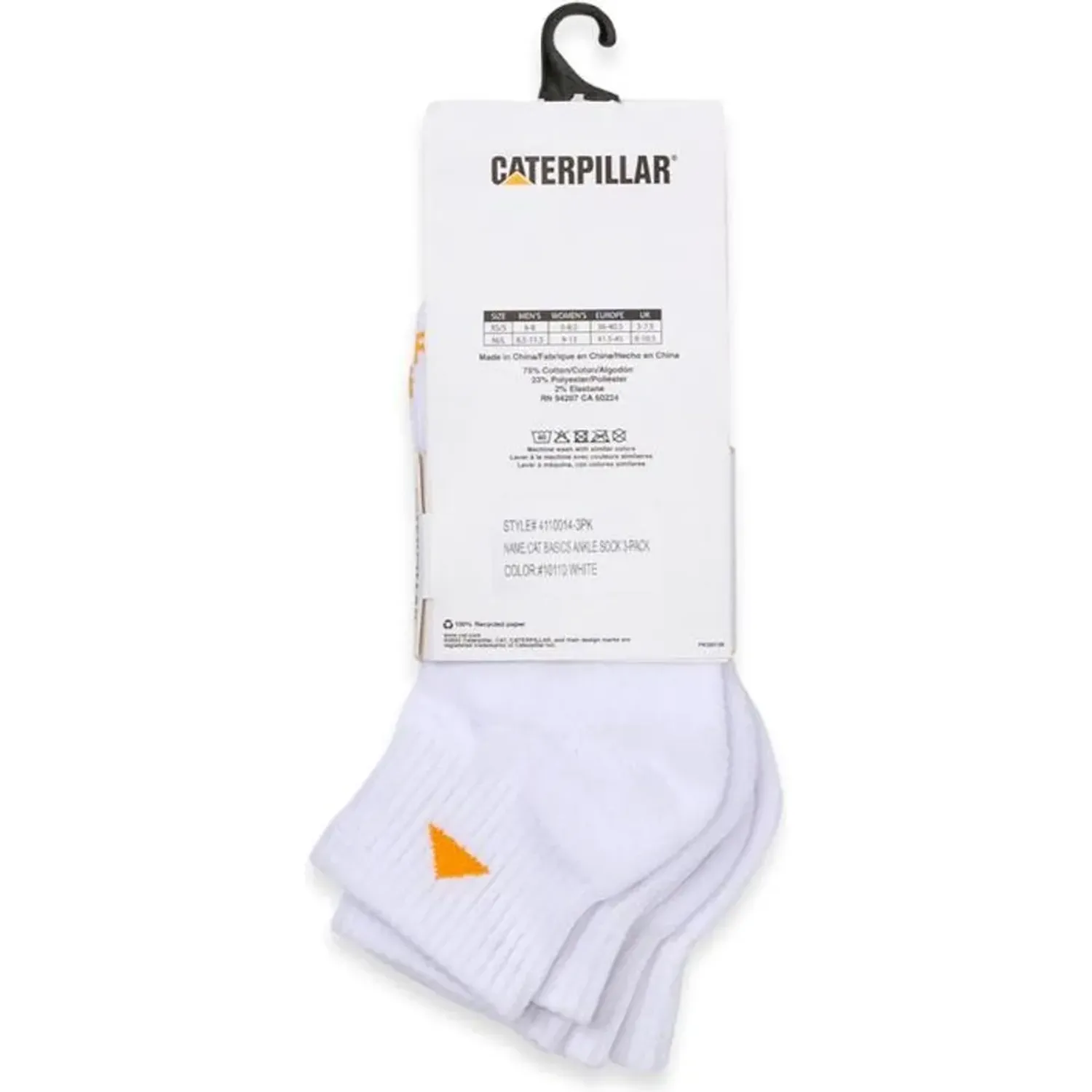 Pack Cat De 3 Medias Hombre Ankle Sock color blanco | Platanitos