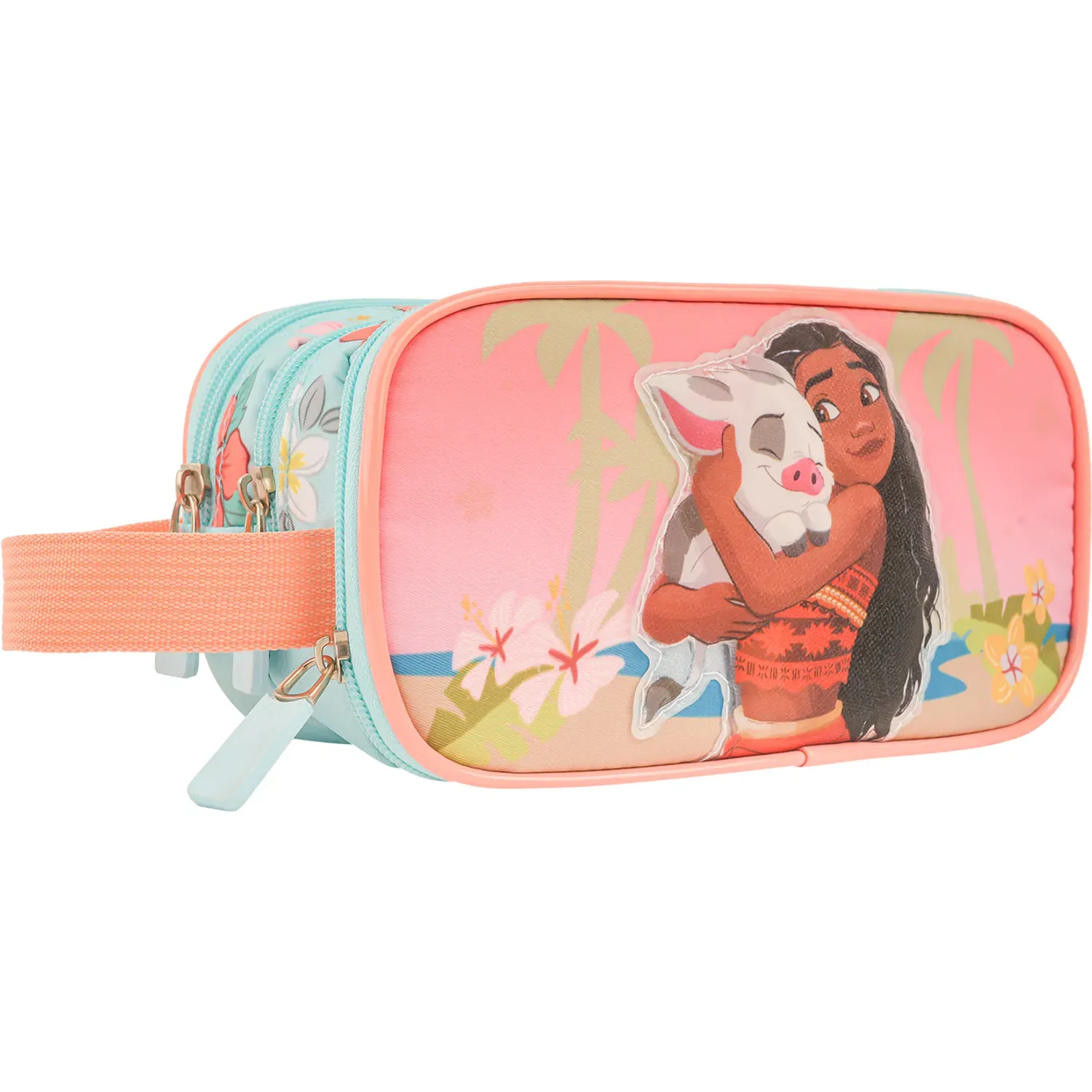Cartuchera Moana Org. Moana 2 Colección A B26 color rosado / celeste | Platanitos