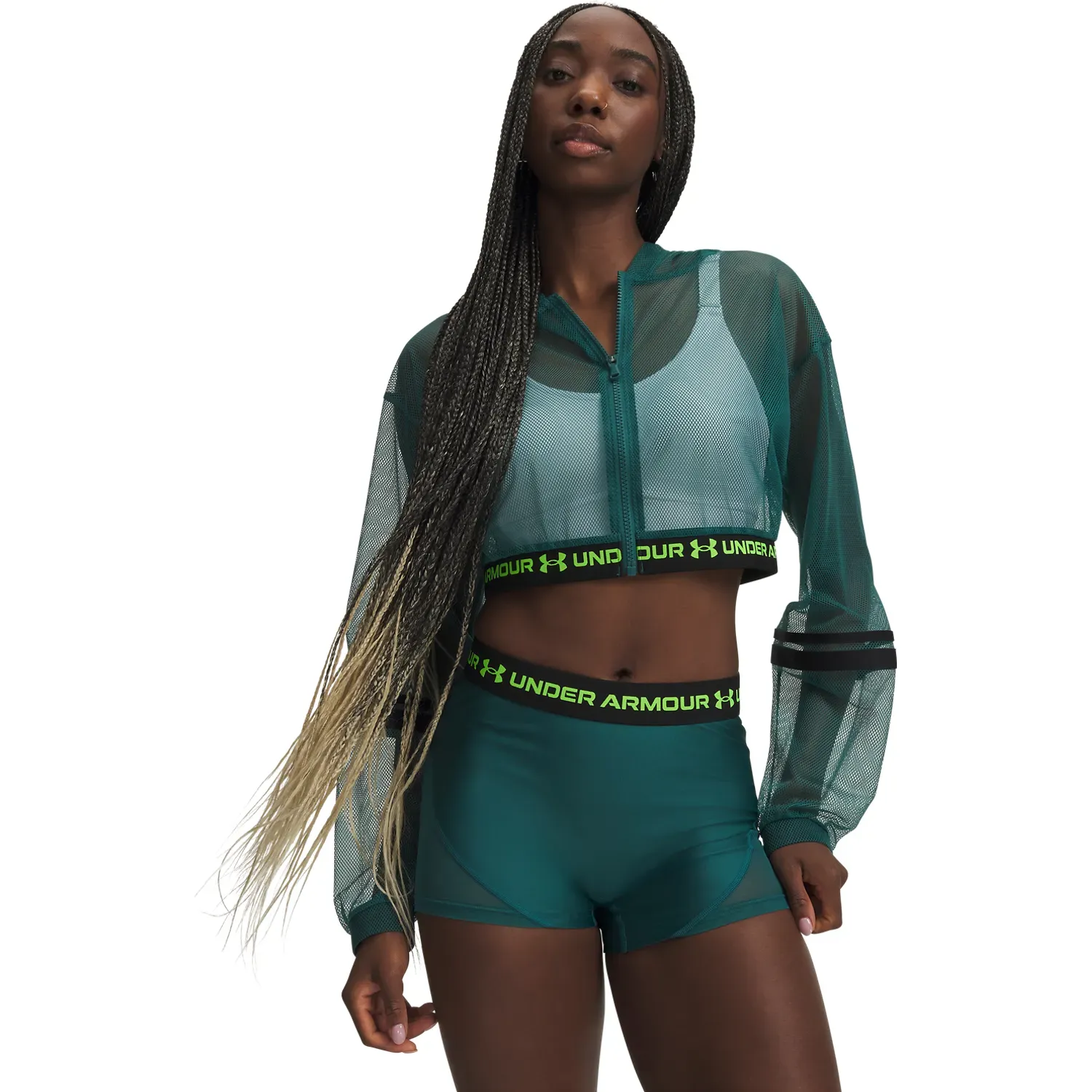Under Armour Casaca Under Armour Deportiva Mujer Heatgear Mesh Fz color verde | Platanitos