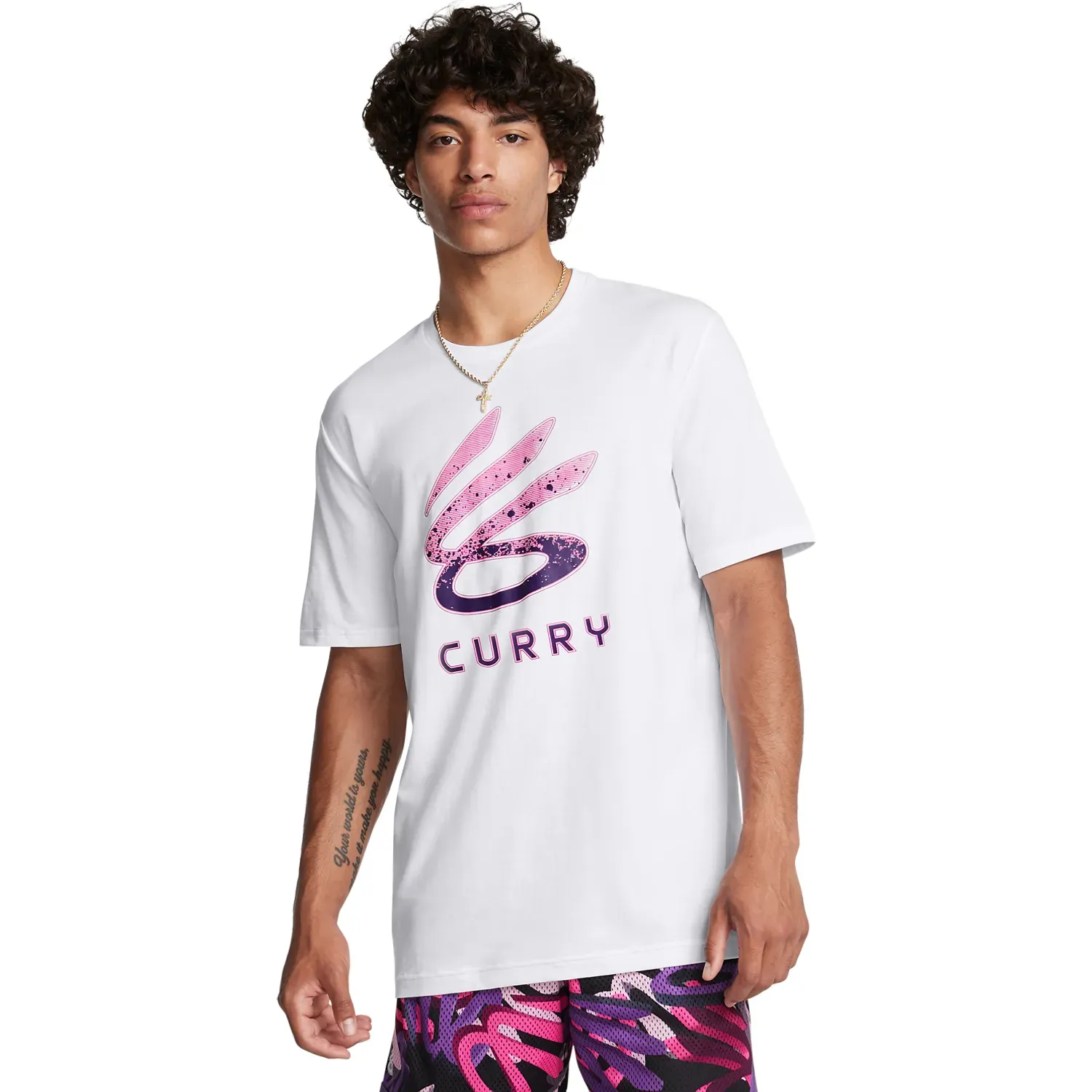 Under Armour Polo Under Armour Para Basketball Hombre Curry Logo Trend Tee color blanco | Platanitos
