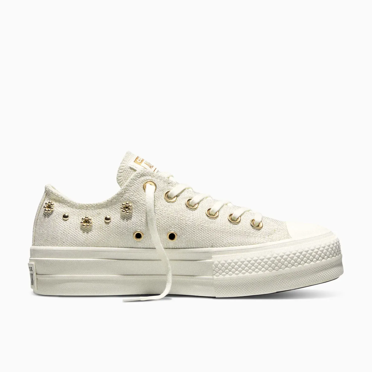 Zapatillas Converse Urbanas Mujer Chuck Taylor All Star Lift Platform Heathered Glam color crema | Platanitos