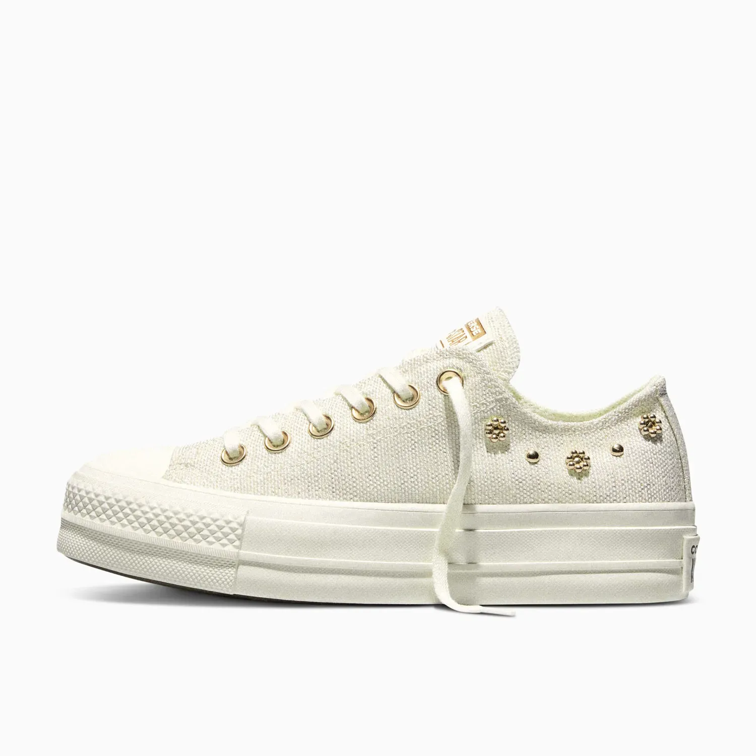 Zapatillas Converse Urbanas Mujer Chuck Taylor All Star Lift Platform Heathered Glam color crema | Platanitos