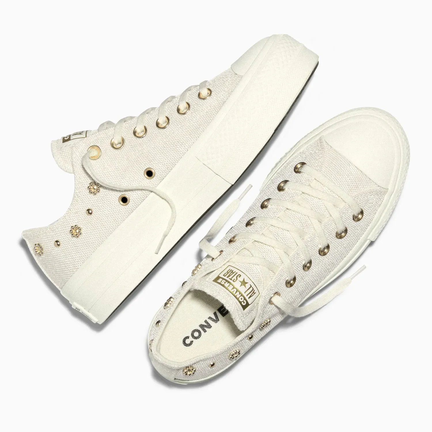 Zapatillas Converse Urbanas Mujer Chuck Taylor All Star Lift Platform Heathered Glam color crema | Platanitos