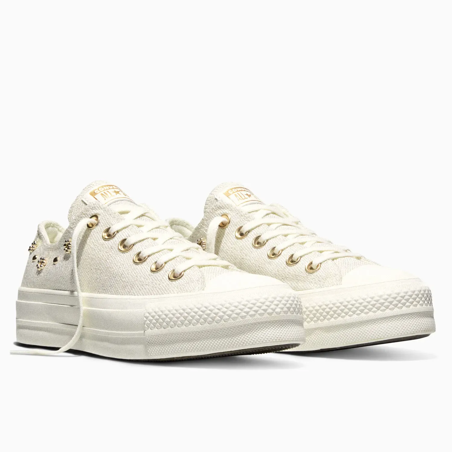 Zapatillas Converse Urbanas Mujer Chuck Taylor All Star Lift Platform Heathered Glam color crema | Platanitos
