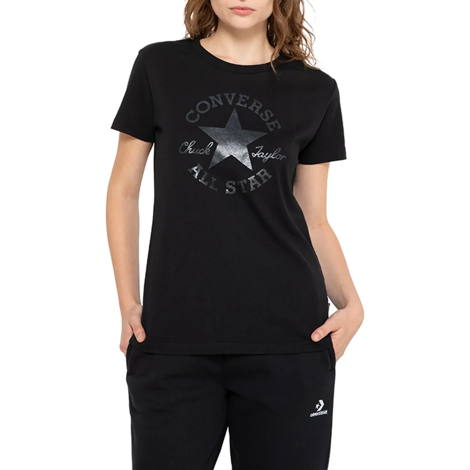 Polo Converse Deportivo Mujer Shine Patch color negro | Platanitos