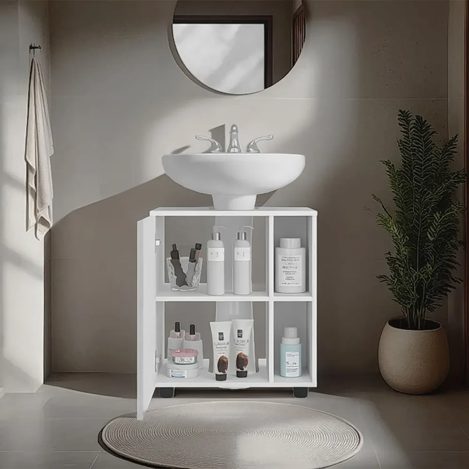 Mueble Tuhome Para Lavamanos 1 Puerta Pascuale color blanco | Platanitos