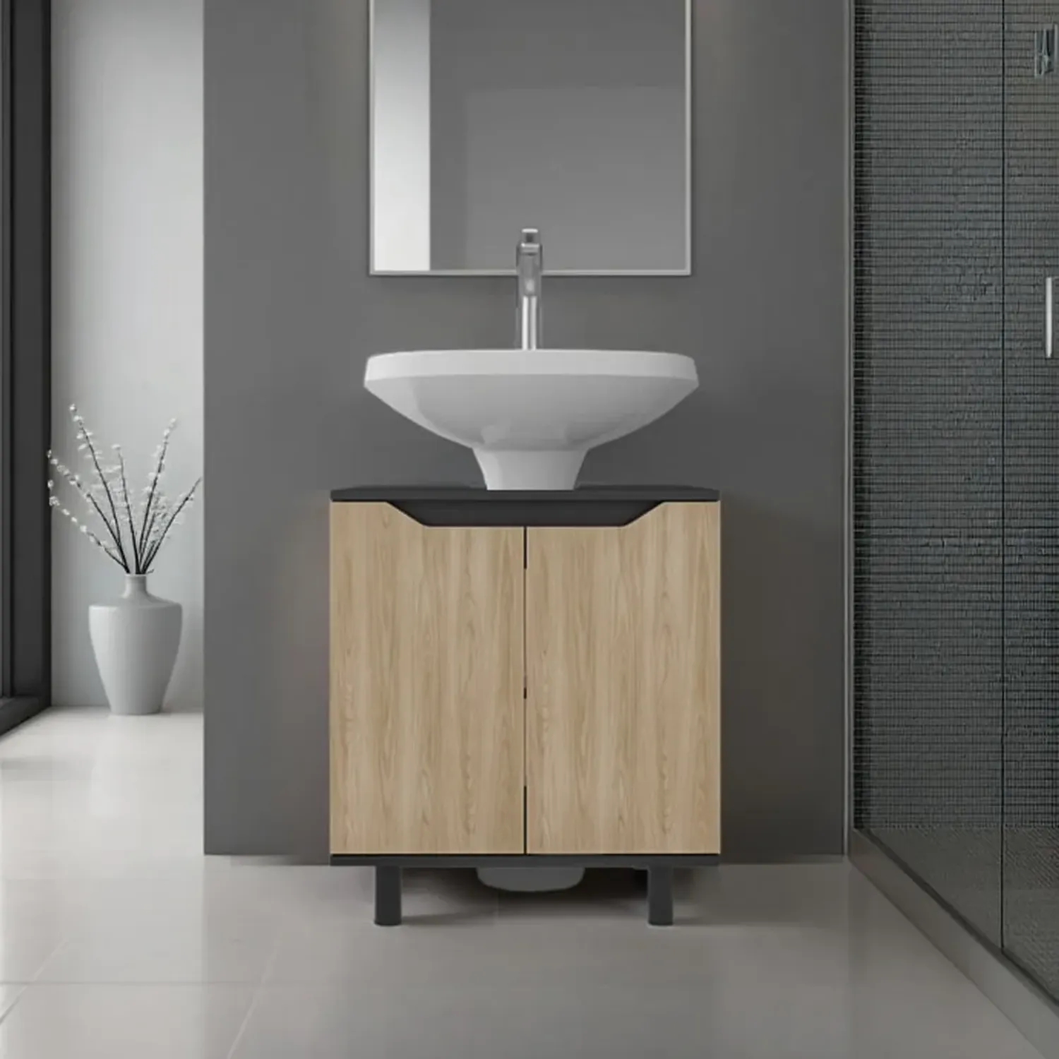 Mueble Tuhome Para Lavamanos 2 Puertas Marlo color wengue y fresno | Platanitos