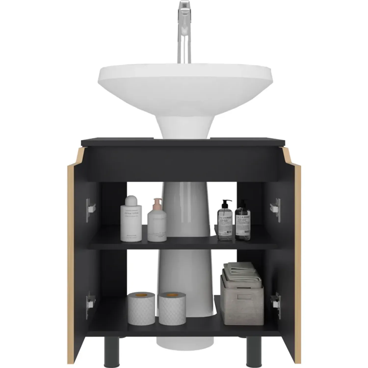 Mueble Tuhome Para Lavamanos 2 Puertas Marlo color wengue y fresno | Platanitos