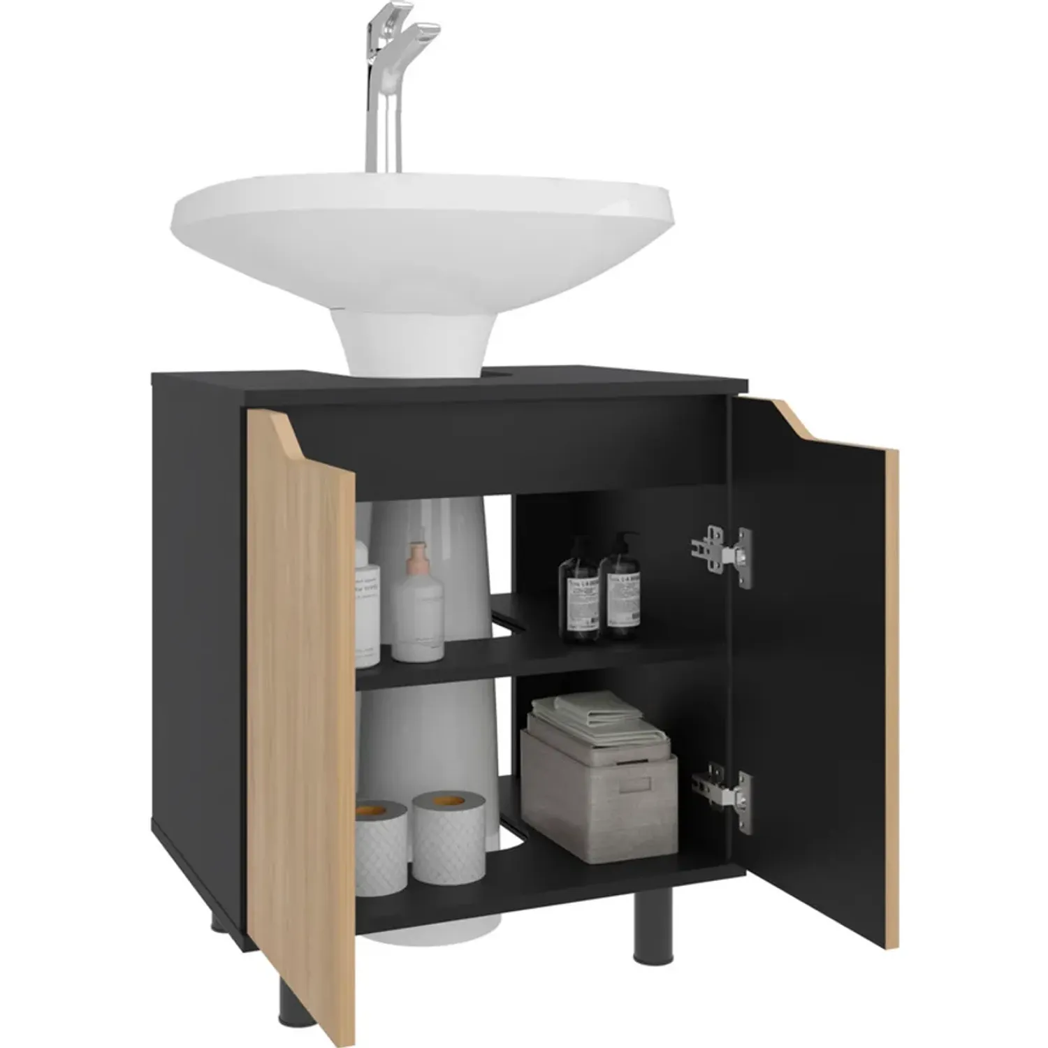 Mueble Tuhome Para Lavamanos 2 Puertas Marlo color wengue y fresno | Platanitos