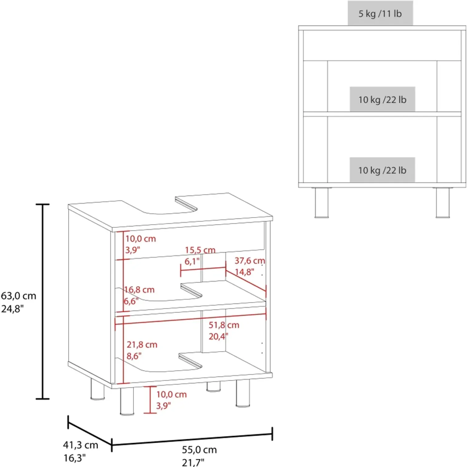 Mueble Tuhome Para Lavamanos 2 Puertas Marlo color wengue y fresno | Platanitos