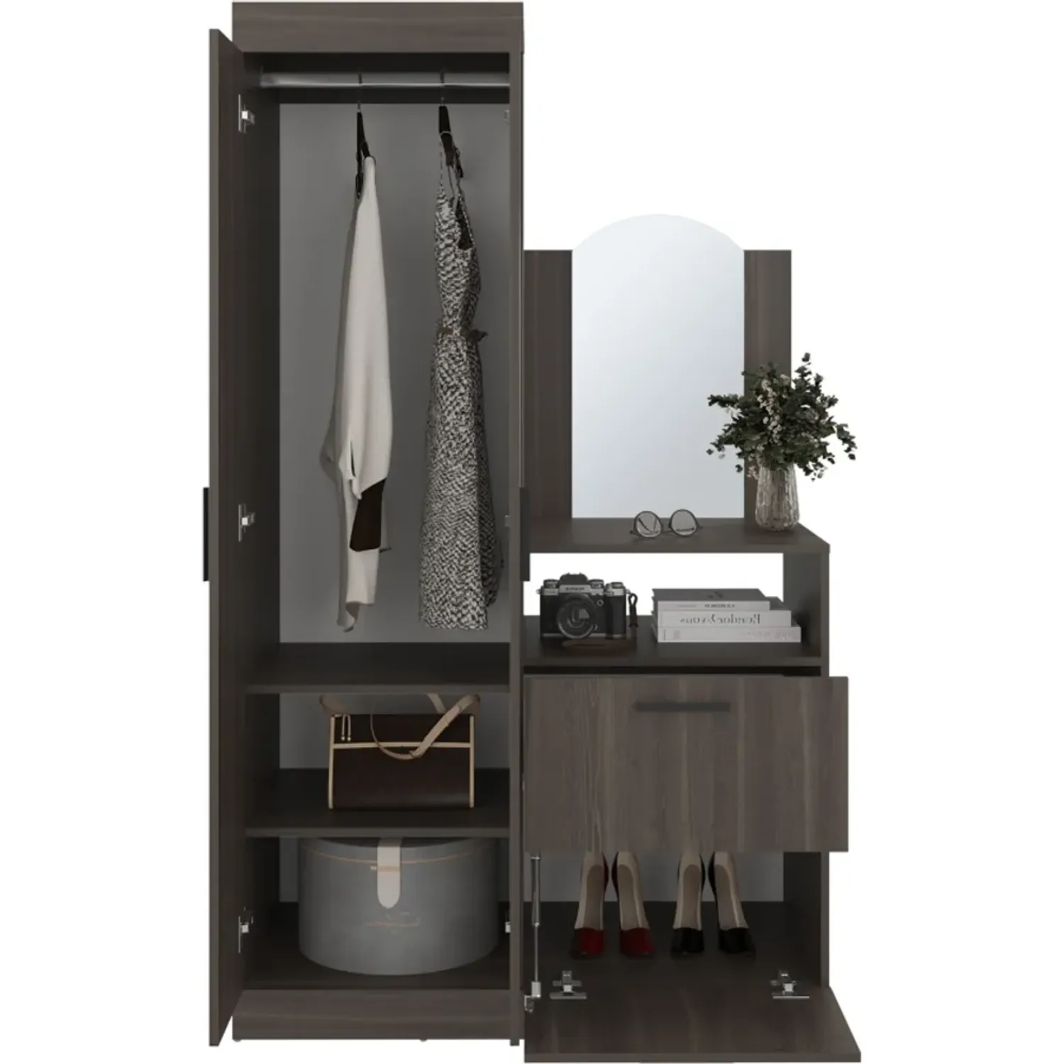 Ropero Tuhome Cómoda Con Espejo 3 Puertas 1 Cajón Praga color milan | Platanitos
