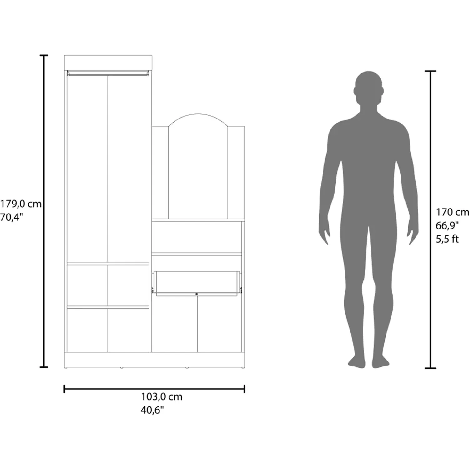 Ropero Tuhome Cómoda Con Espejo 3 Puertas 1 Cajón Praga color milan | Platanitos