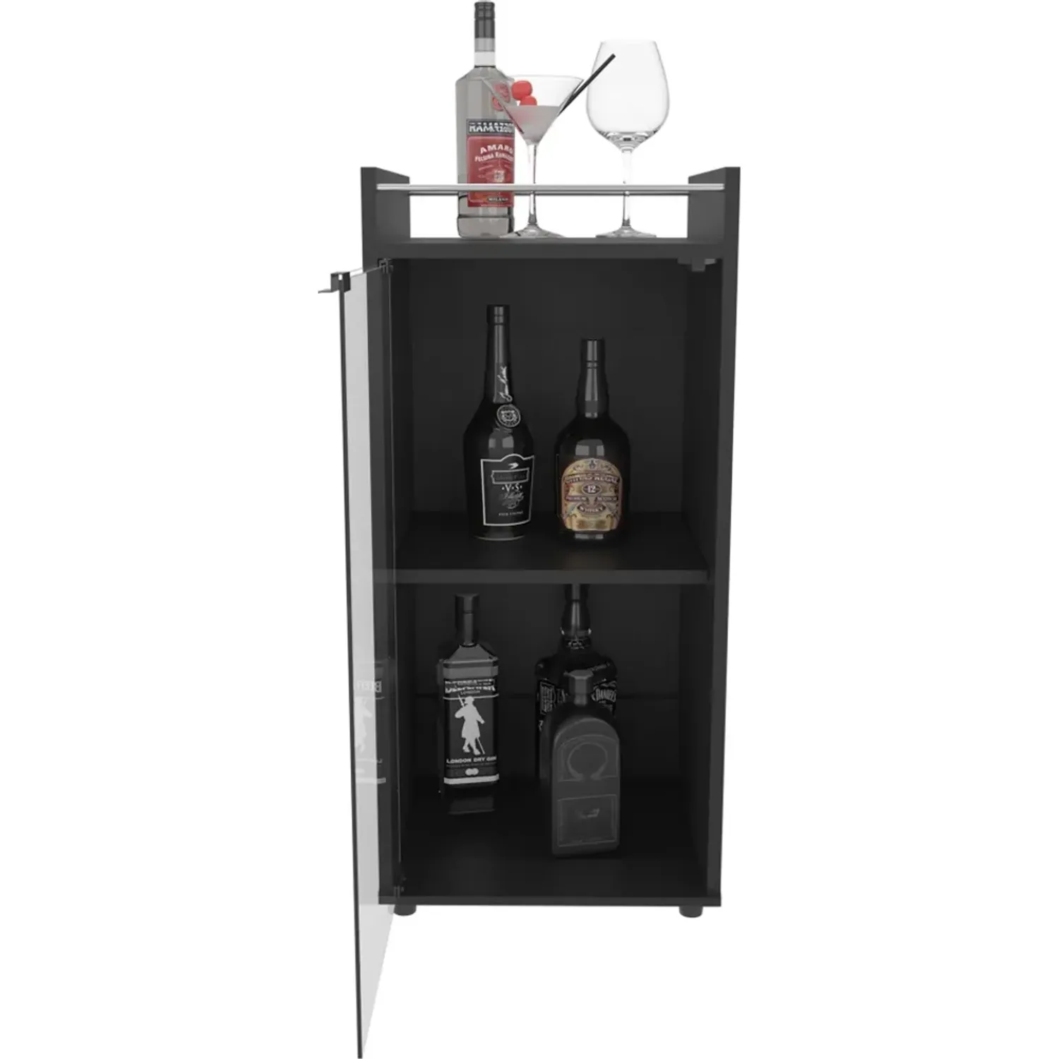 Bar Tuhome Bajo 1 Puerta Vidrio Theba color wengue | Platanitos