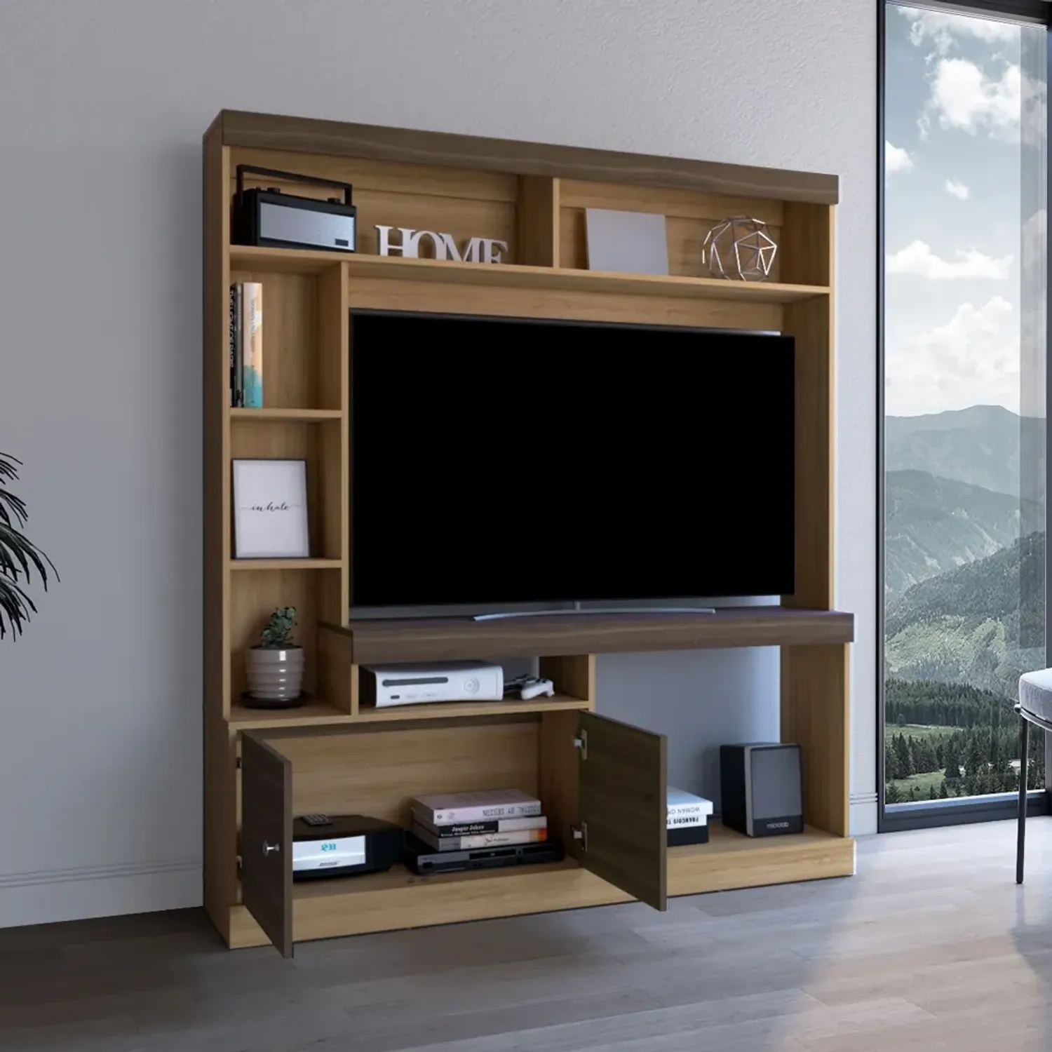 Estante Tuhome Tv65  2 Puertas Dante color fresno y milan | Platanitos