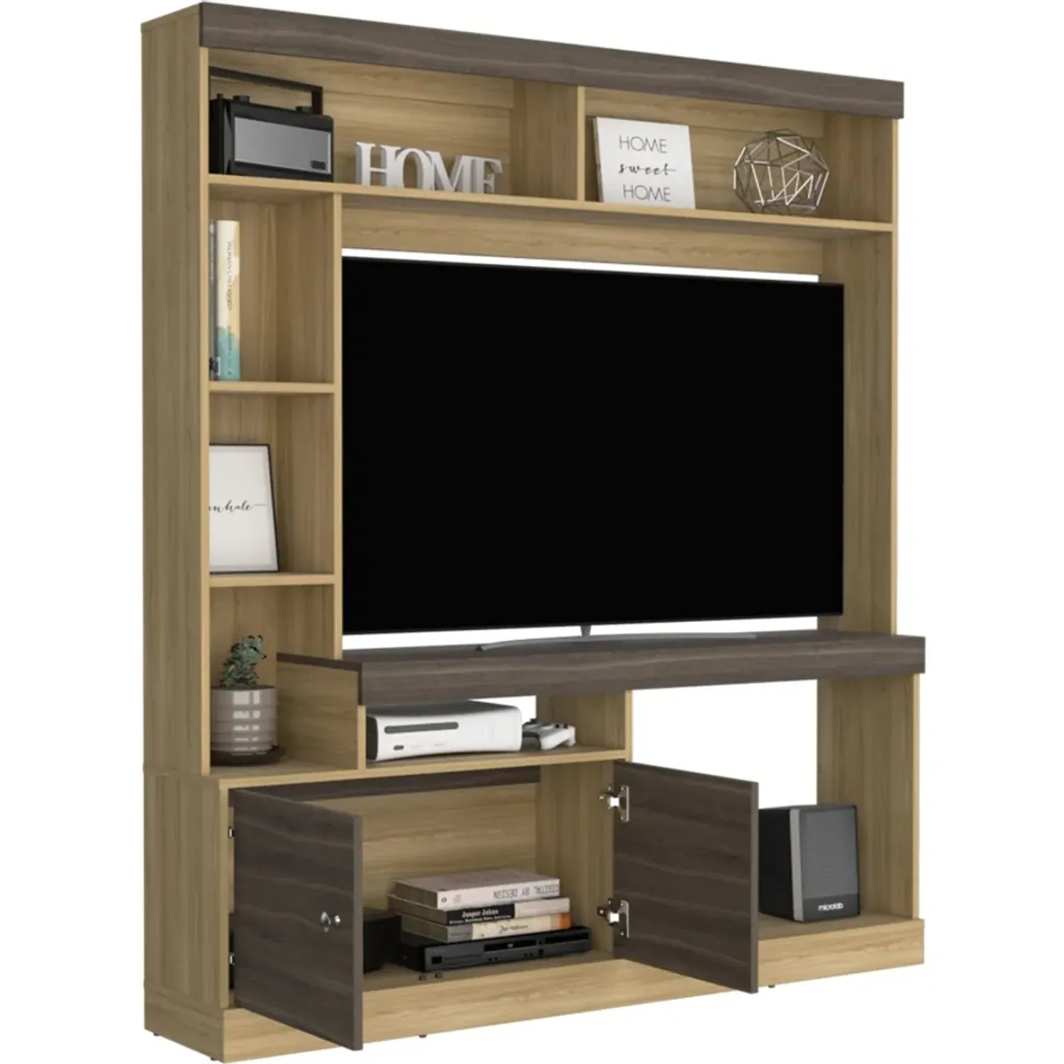 Estante Tuhome Tv65  2 Puertas Dante color fresno y milan | Platanitos