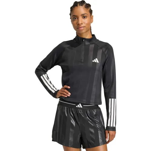 Casaca Adidas Training Mujer Q2 Hyg 1/4 Zip color negro | Platanitos