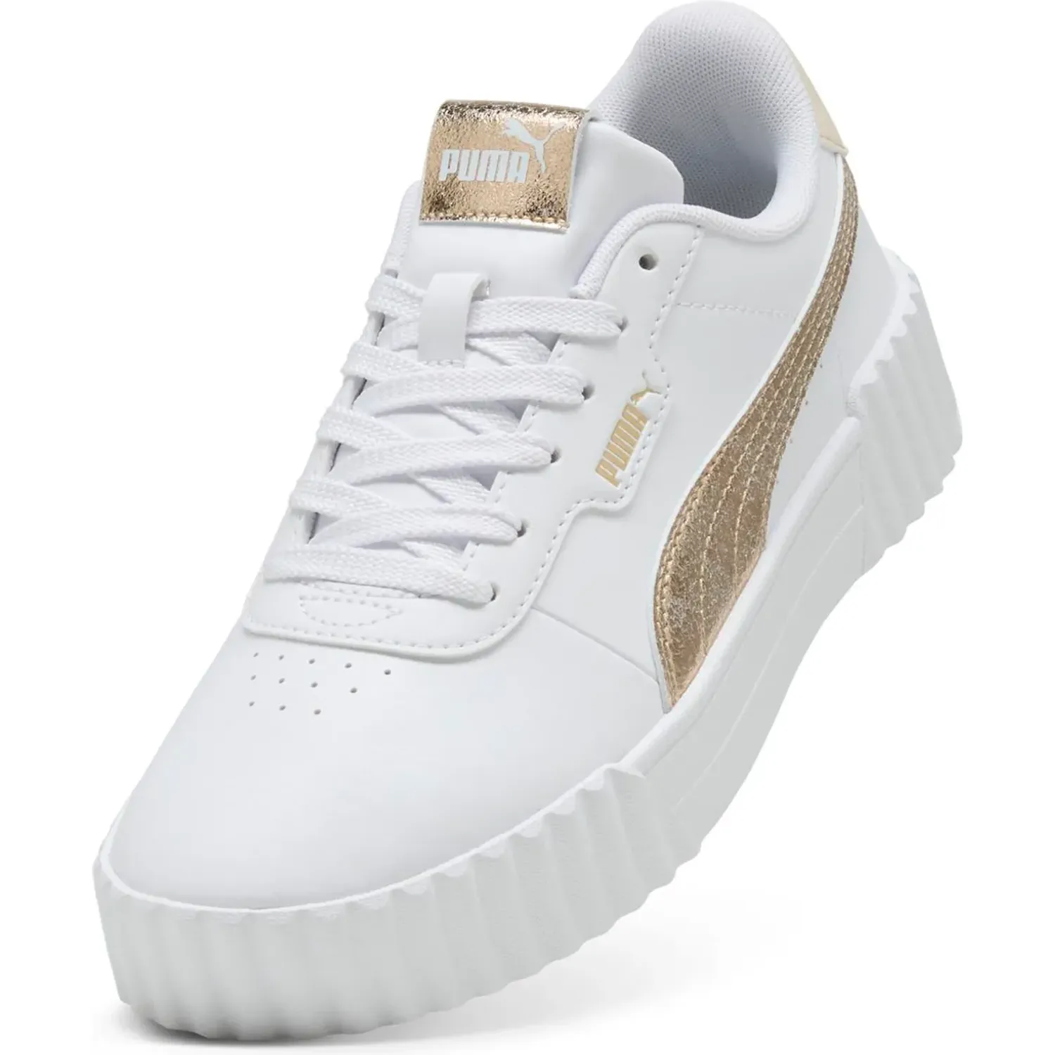 Puma Zapatillas Puma Urbanas Mujer Carina 3.0 Metallic Whisper color blanco | Platanitos
