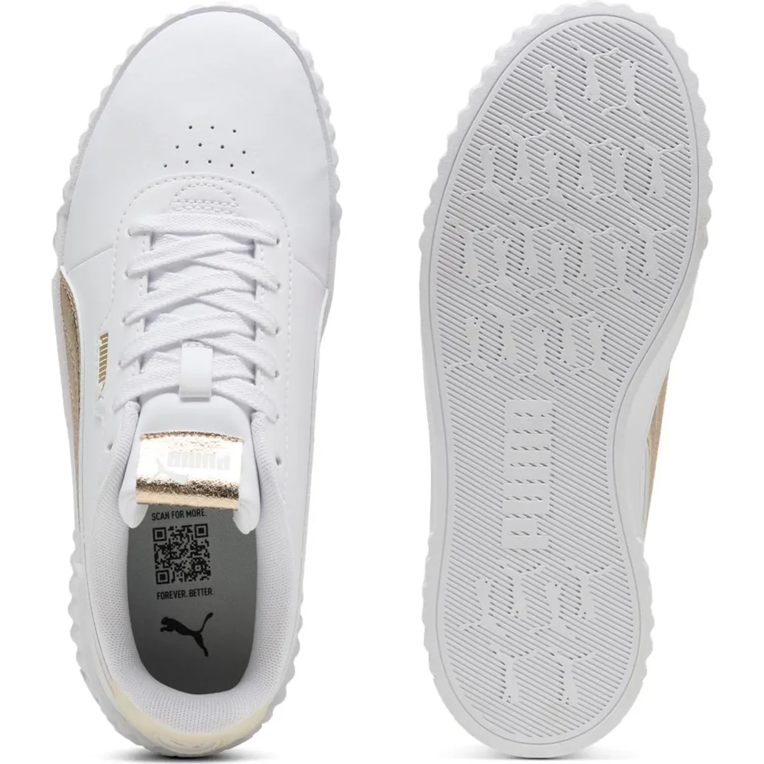 Puma Zapatillas Puma Urbanas Mujer Carina 3.0 Metallic Whisper color blanco | Platanitos