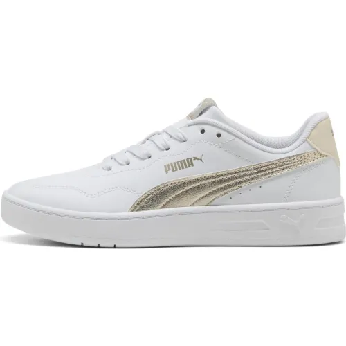 Zapatillas Puma Urbanas Mujer Court Lally Metallic Whisper color blanco | Platanitos