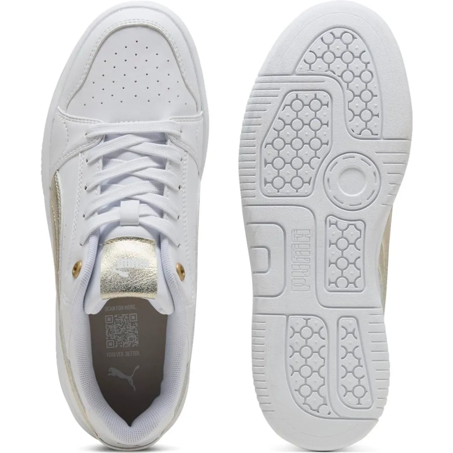 Puma Zapatillas Puma Urbanas Mujer Rebound Femme Low Metallic Whisper color blanco | Platanitos