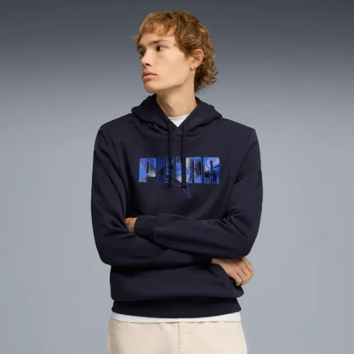 Hombre Puma Azul Polera Deportiva Hombre Ess Logo Lab Story 2 Hoodie