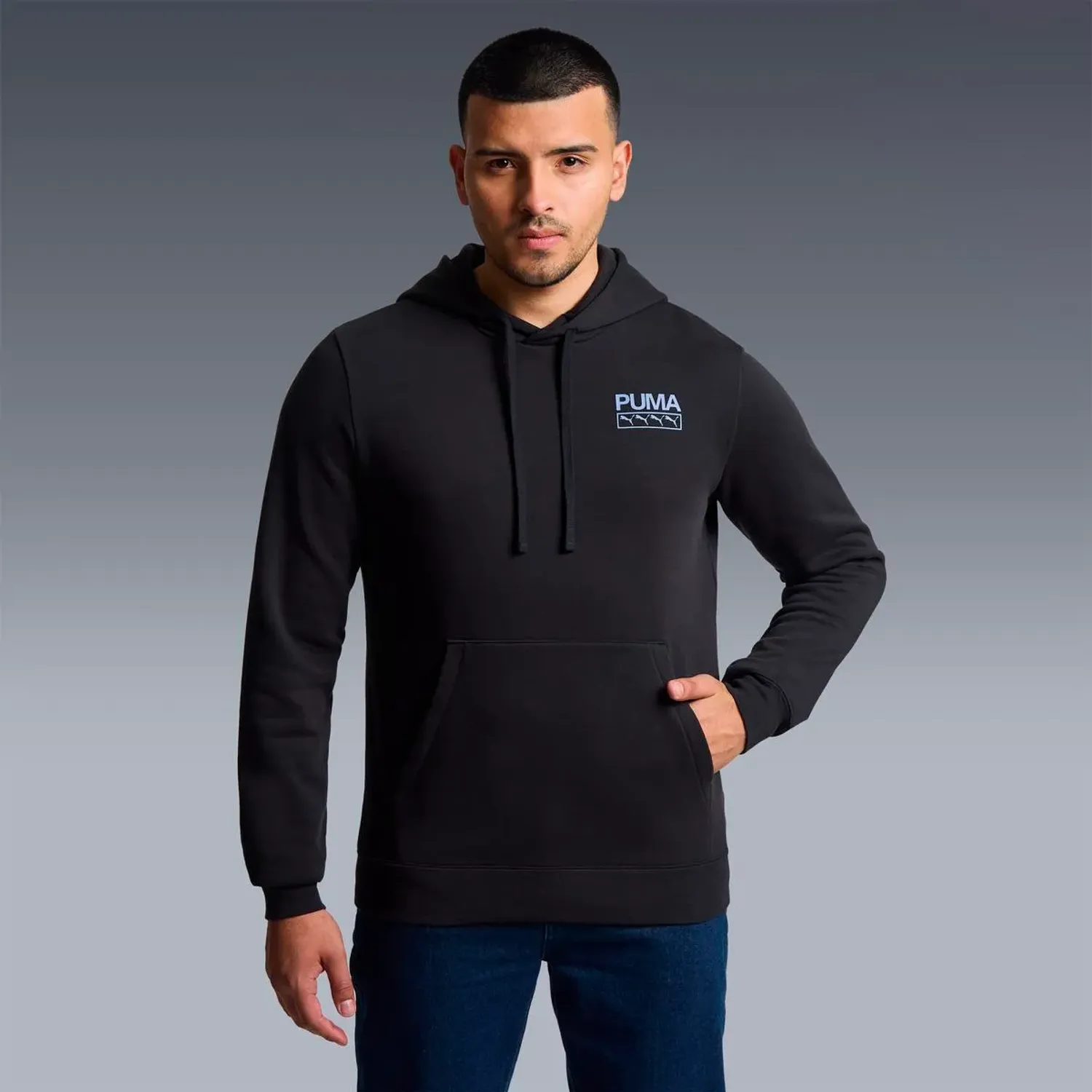 Puma Polera Puma Deportiva Hombre Ess Graphic Photoprint Hoodie color negro | Platanitos