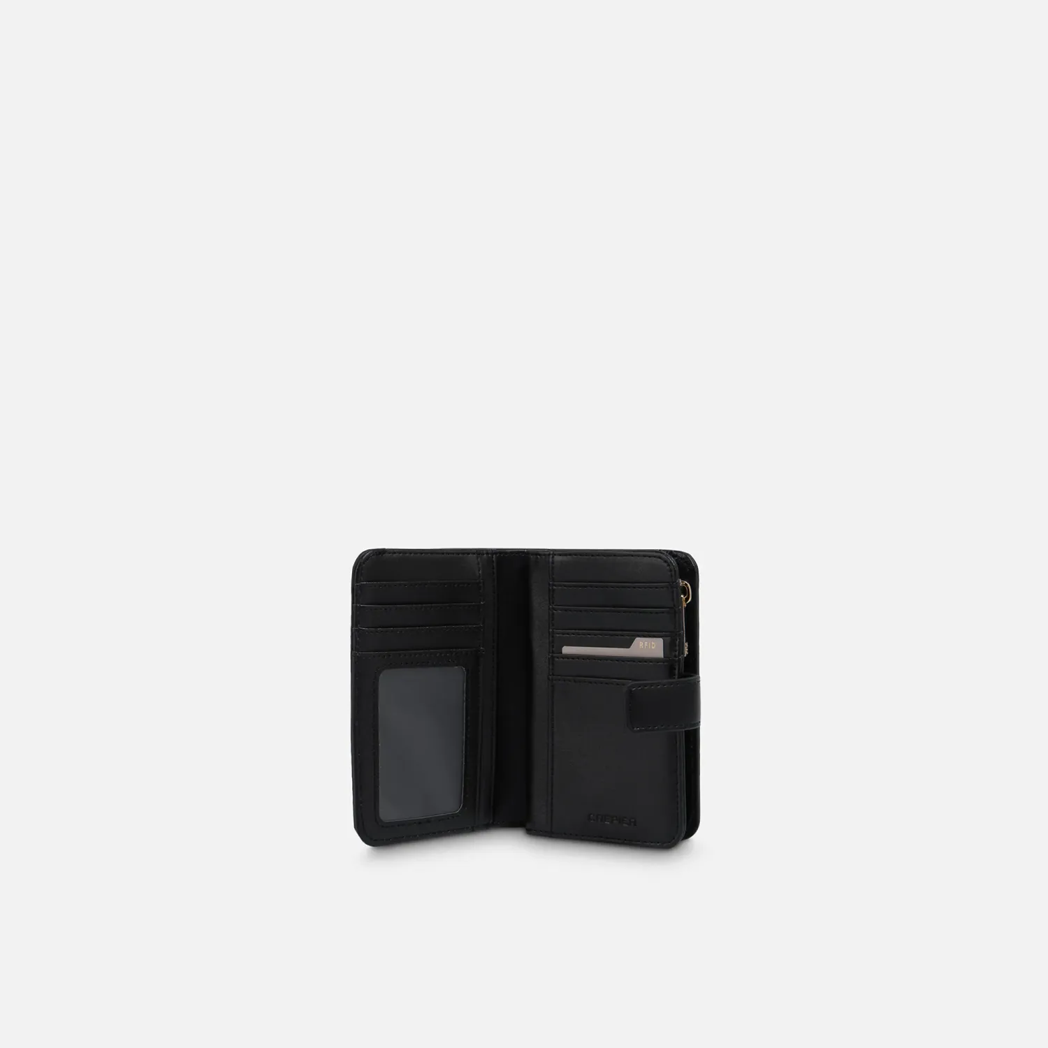 CREPIER Billetera Crepier Mujer Ramina Mediano Signature color negro | Platanitos
