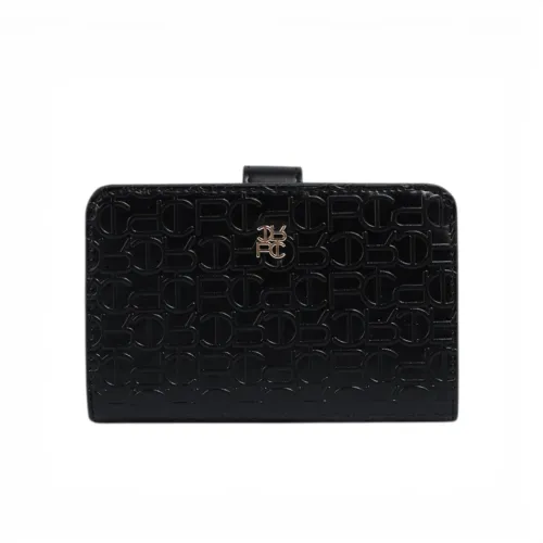 Billetera Crepier Mujer Ramina Mediano Signature color negro | Platanitos