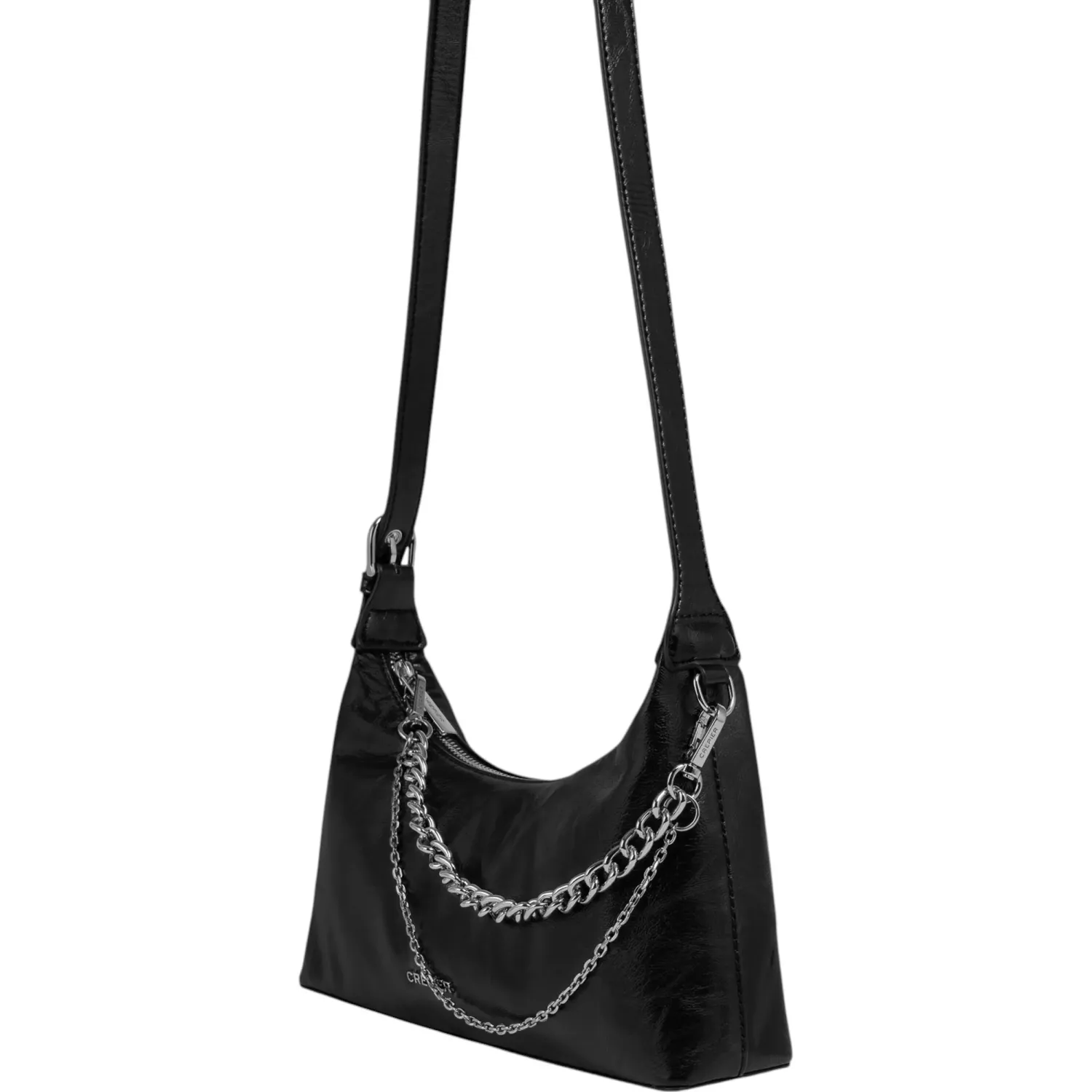 Bolso Crepier Mujer Crossbody Lali Mediano color negro | Platanitos