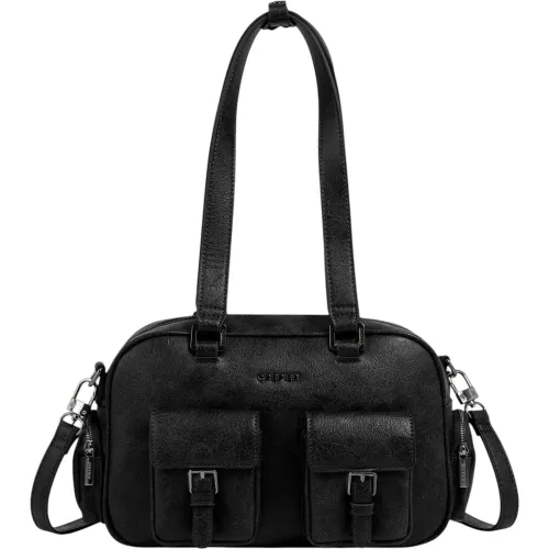 Cartera Crepier Mujer Bowling Adeline Grande color negro | Platanitos