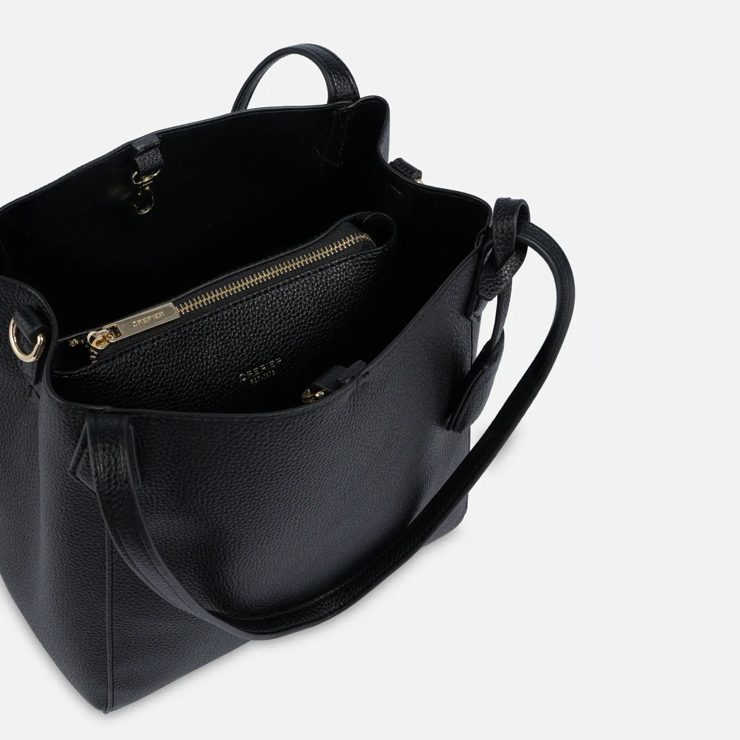 Cartera Crepier Mujer Satchel Ivet Grande color negro | Platanitos