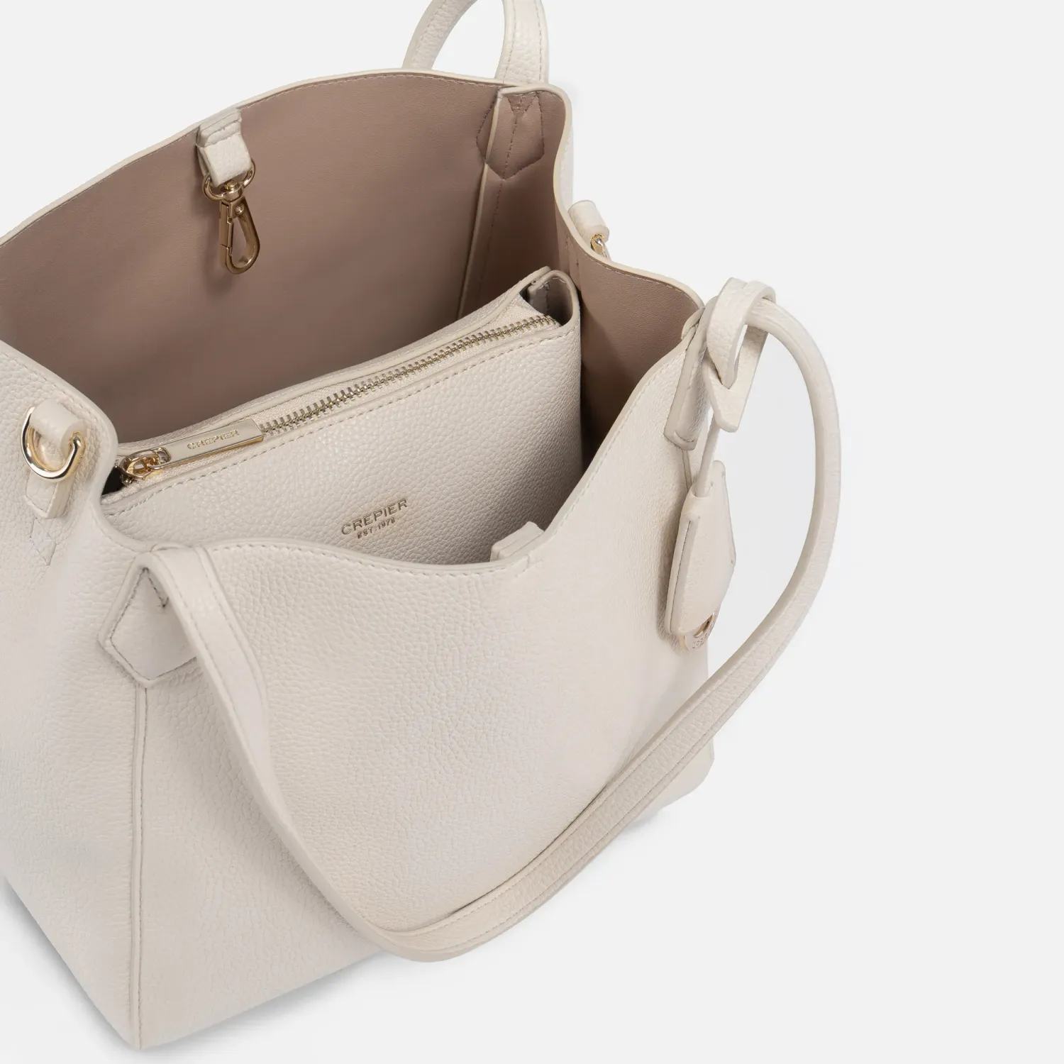 Cartera Crepier Mujer Satchel Ivet Grande color vainilla | Platanitos